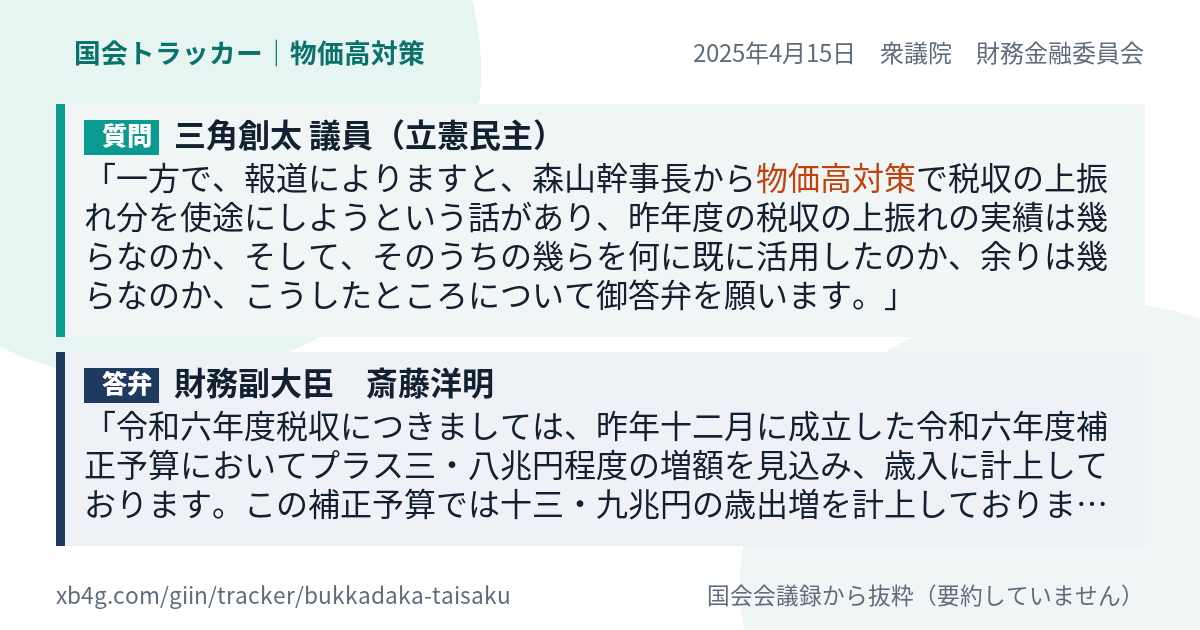 質問と答弁のカード