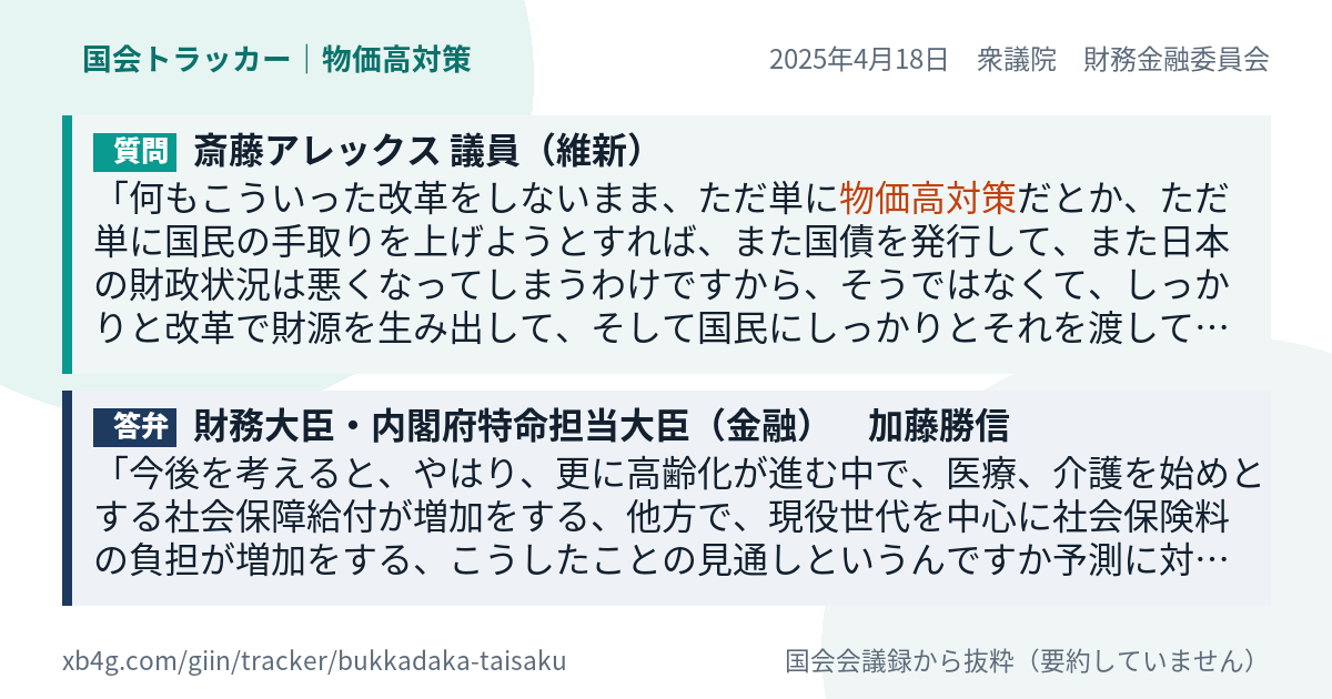 質問と答弁のカード