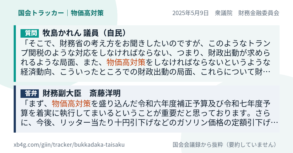 質問と答弁のカード
