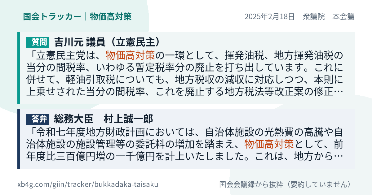 質問と答弁のカード