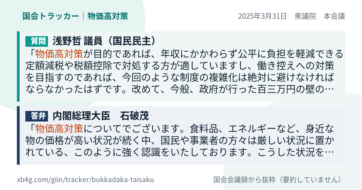 質問と答弁のカード