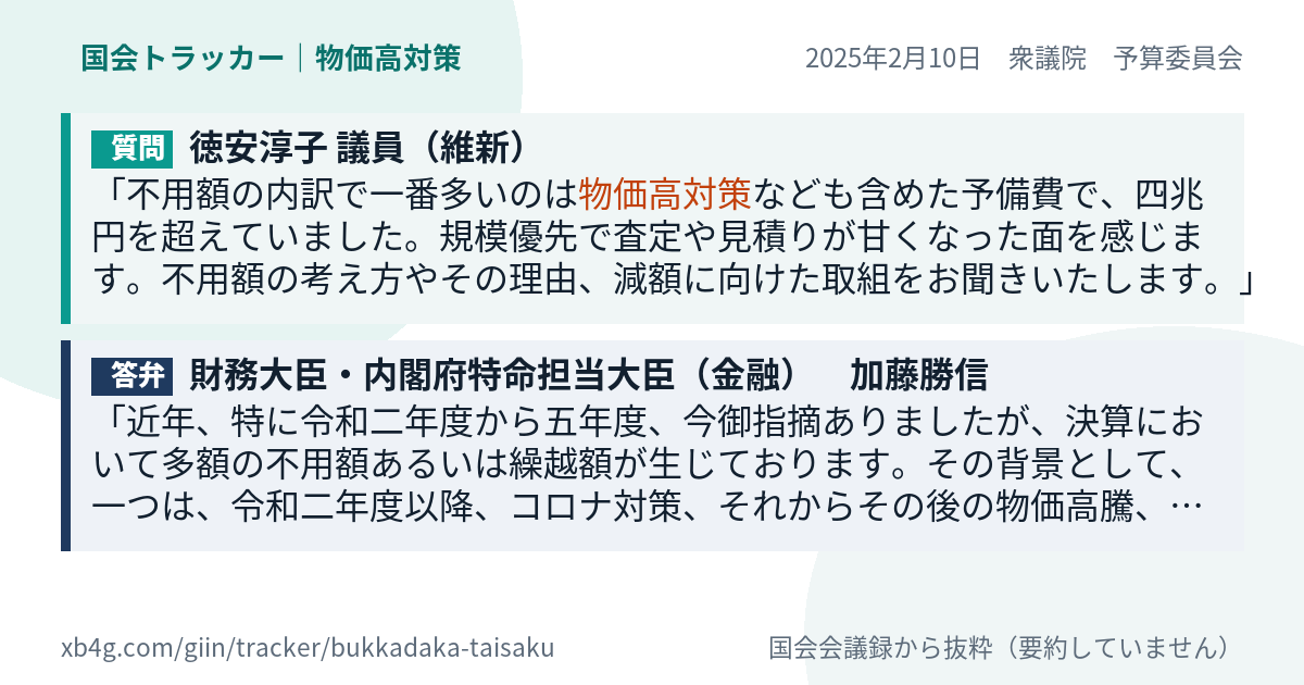 質問と答弁のカード