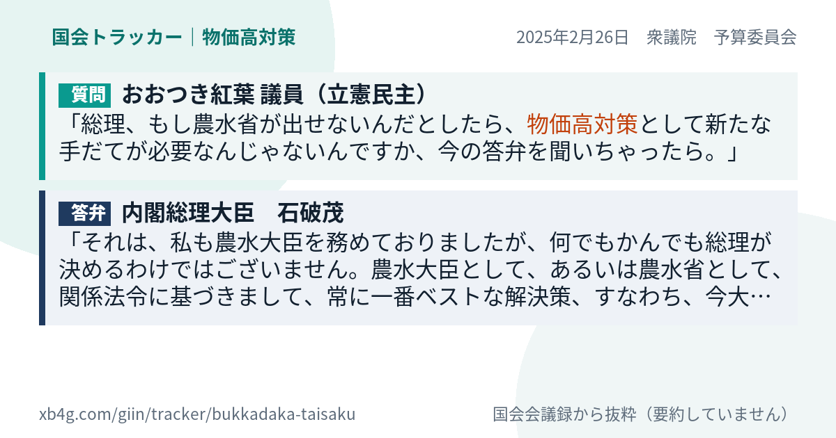 質問と答弁のカード