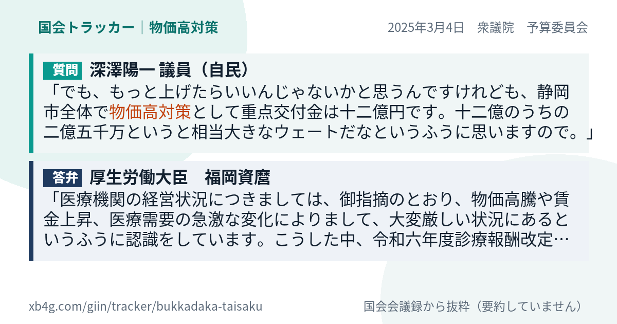 質問と答弁のカード