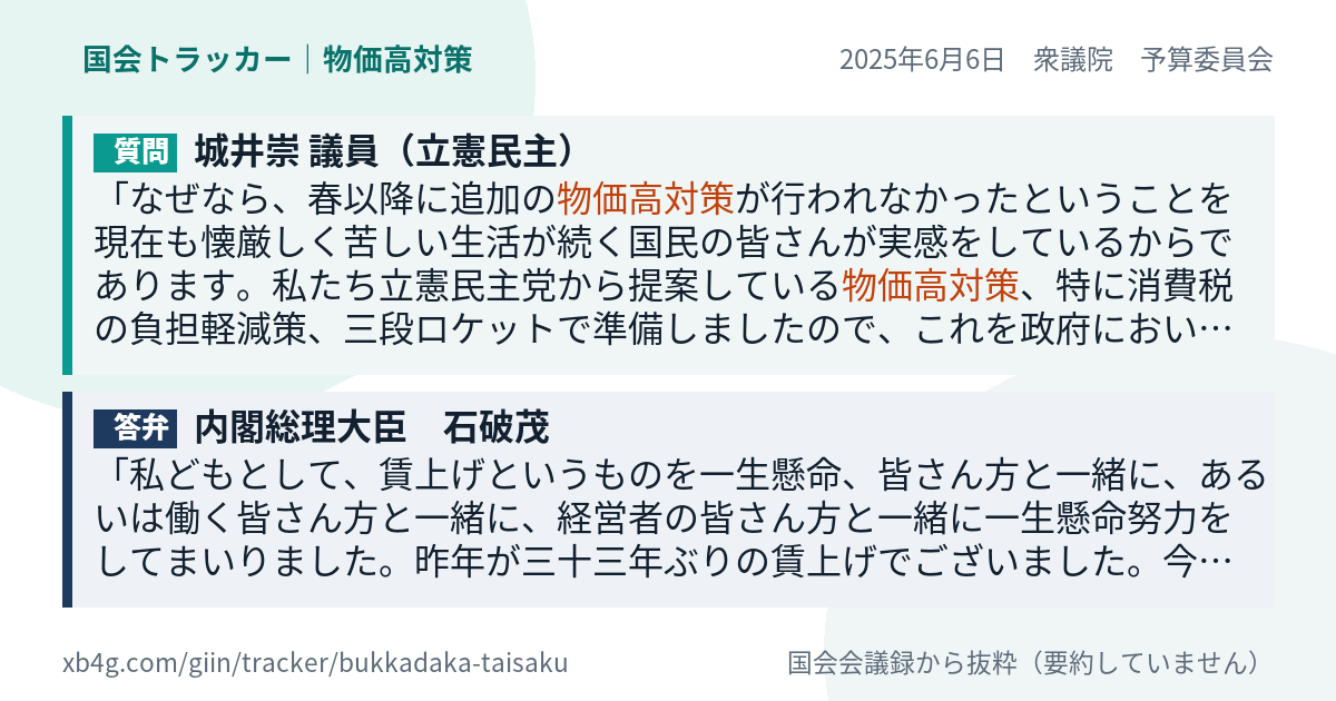質問と答弁のカード
