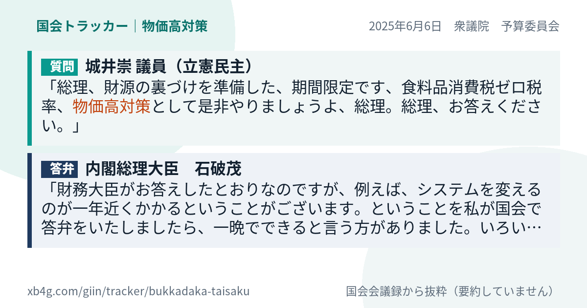 質問と答弁のカード