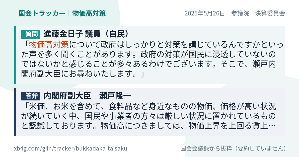 質問と答弁のカード