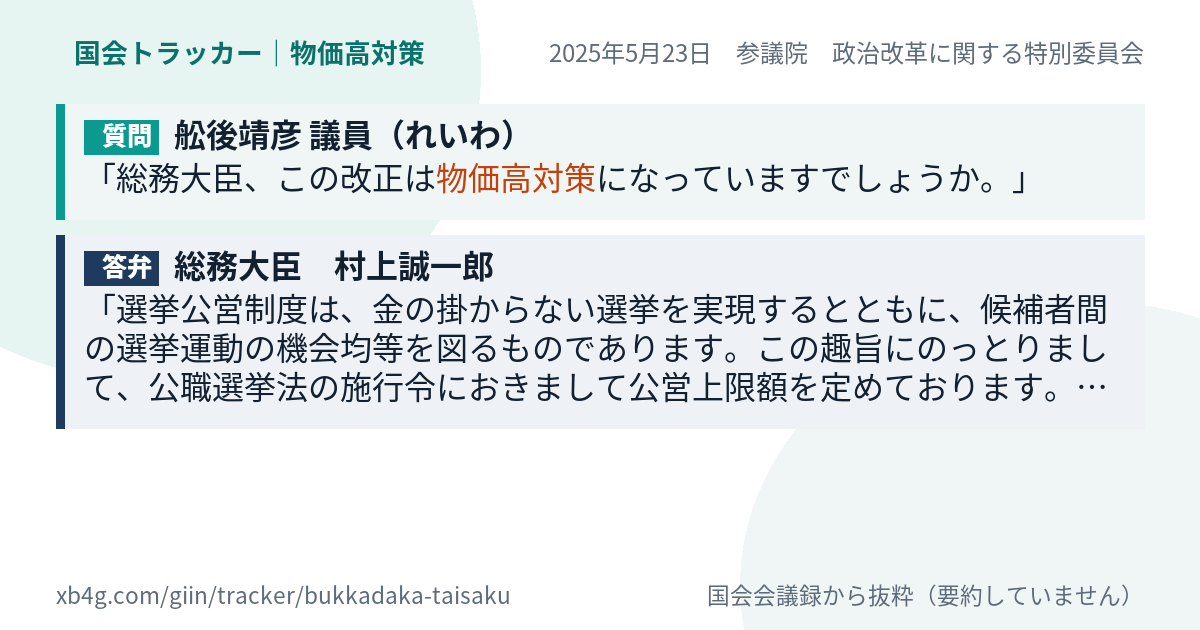 質問と答弁のカード