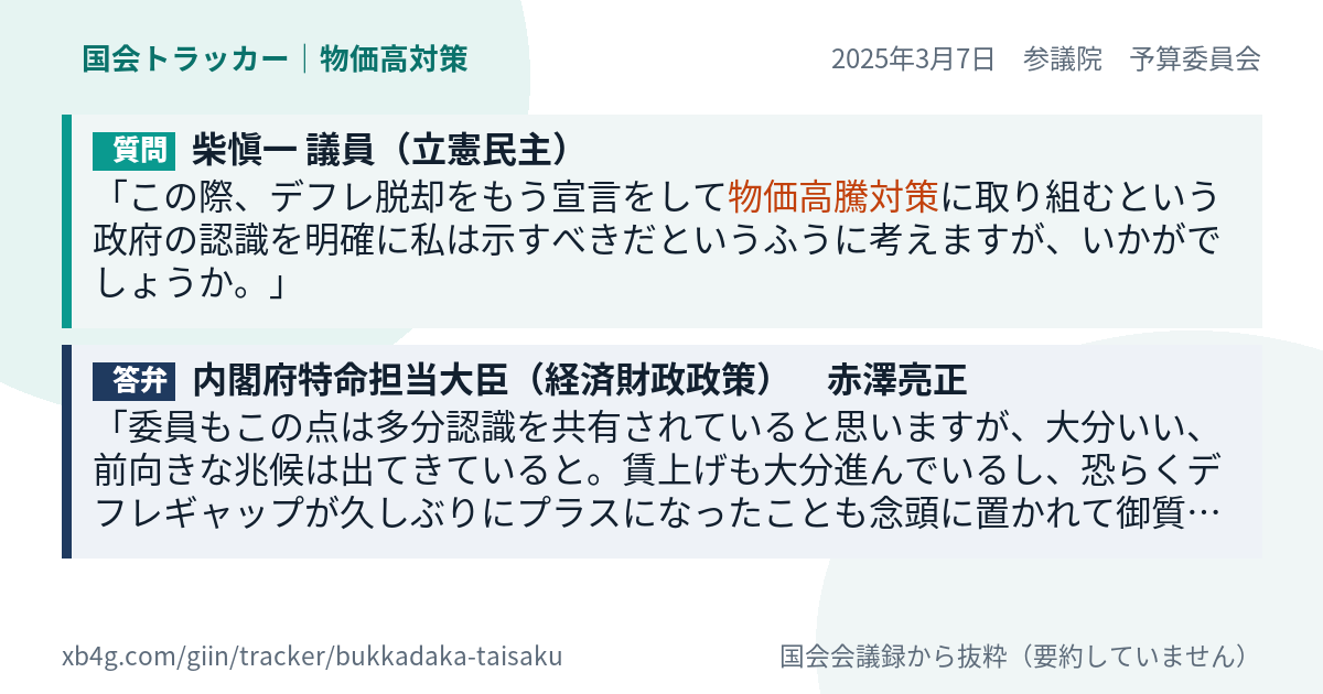 質問と答弁のカード
