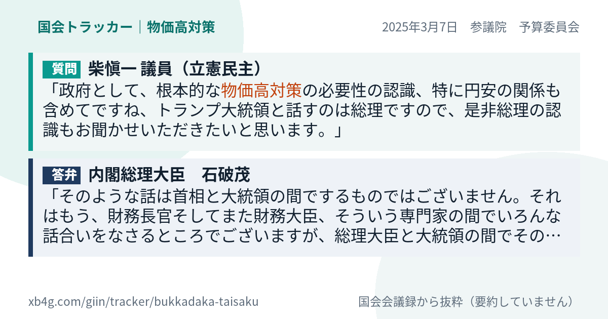 質問と答弁のカード