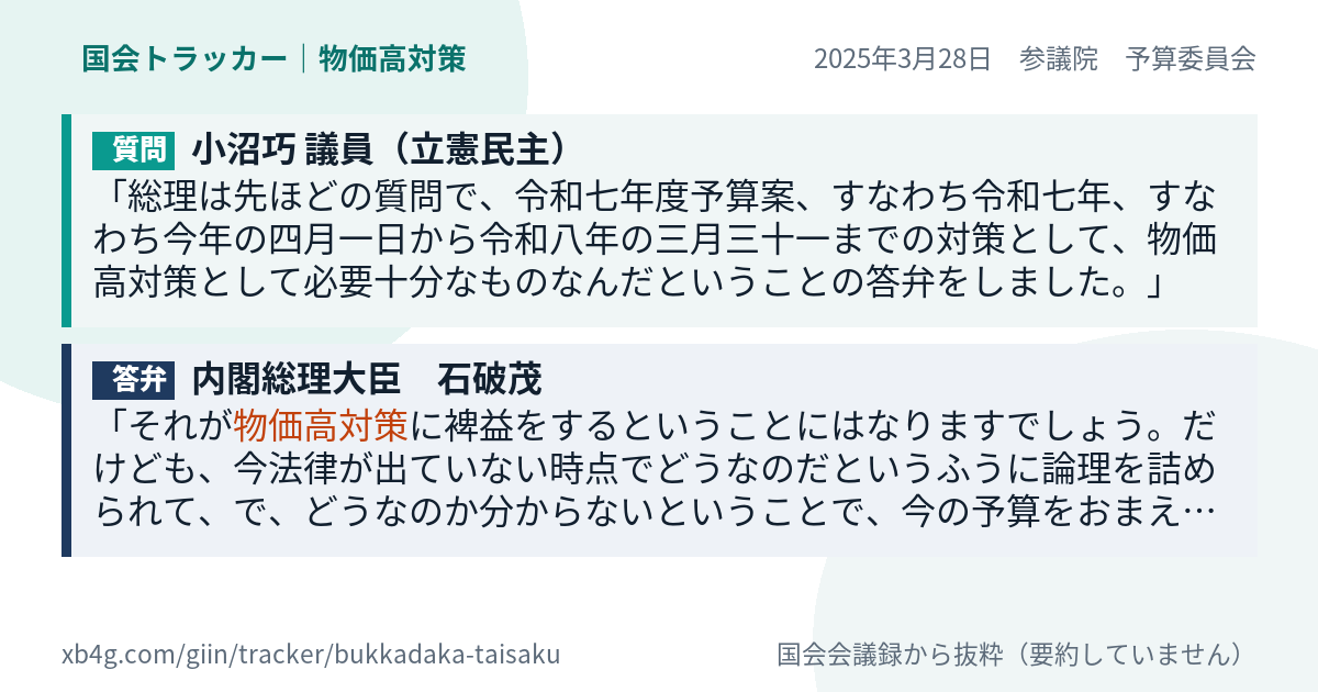 質問と答弁のカード