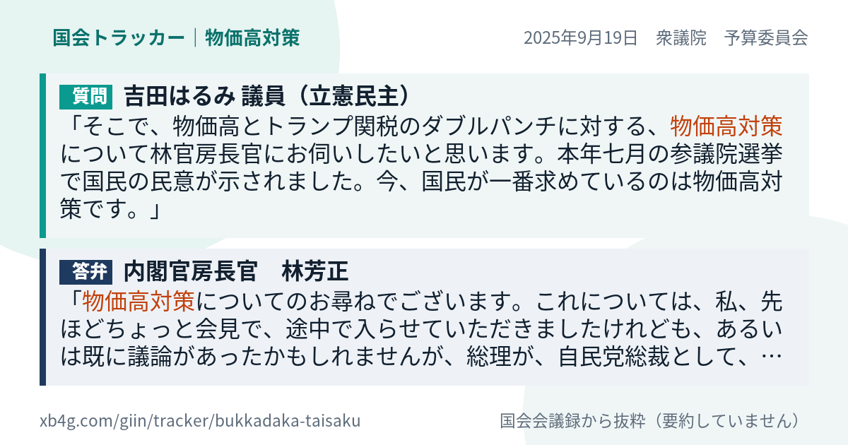 質問と答弁のカード