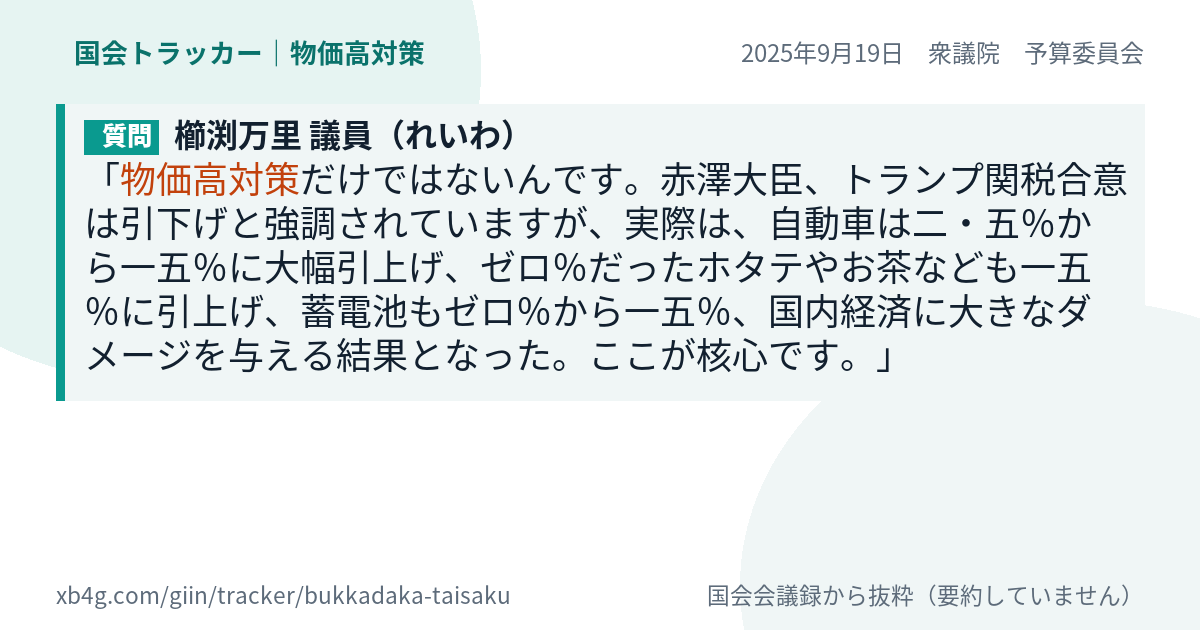 質問と答弁のカード