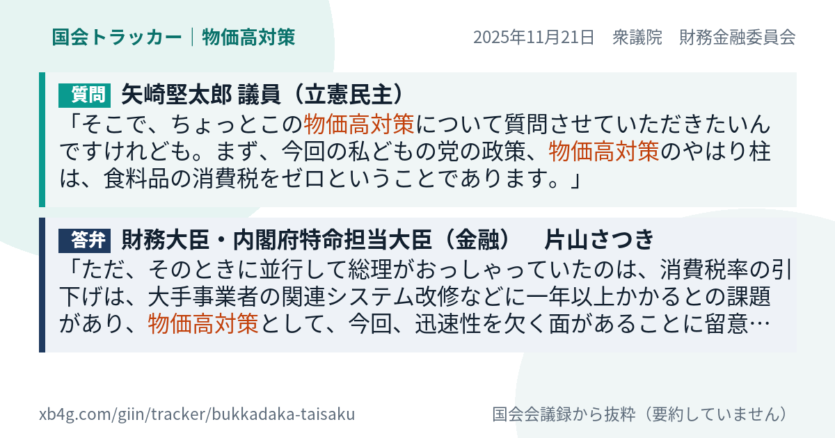 質問と答弁のカード