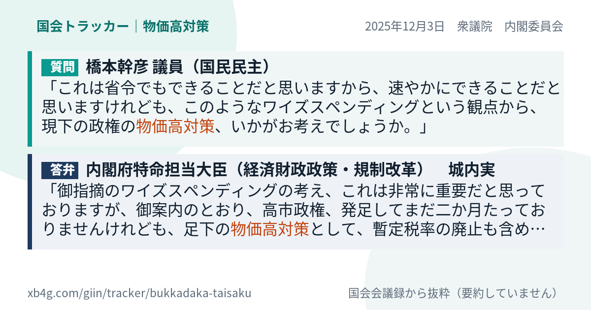 質問と答弁のカード