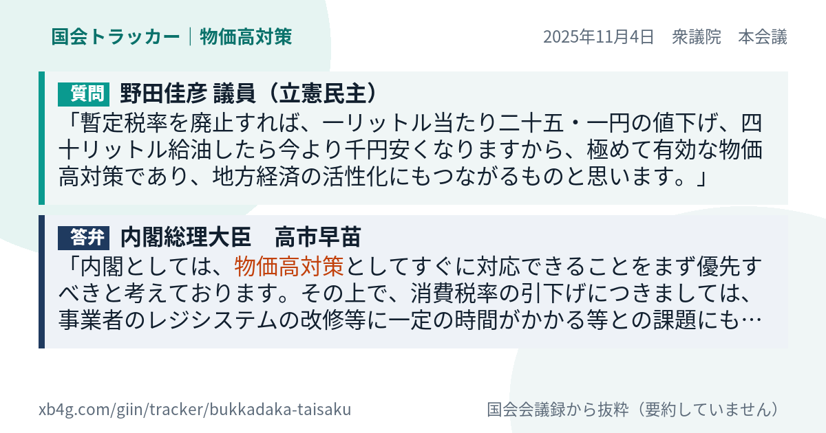 質問と答弁のカード