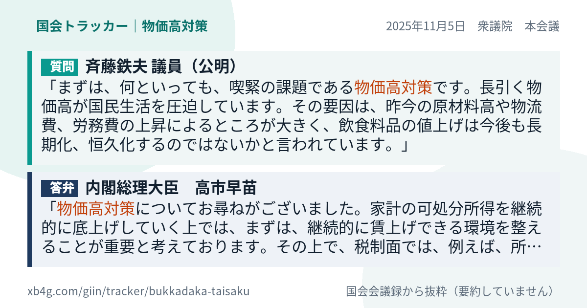 質問と答弁のカード
