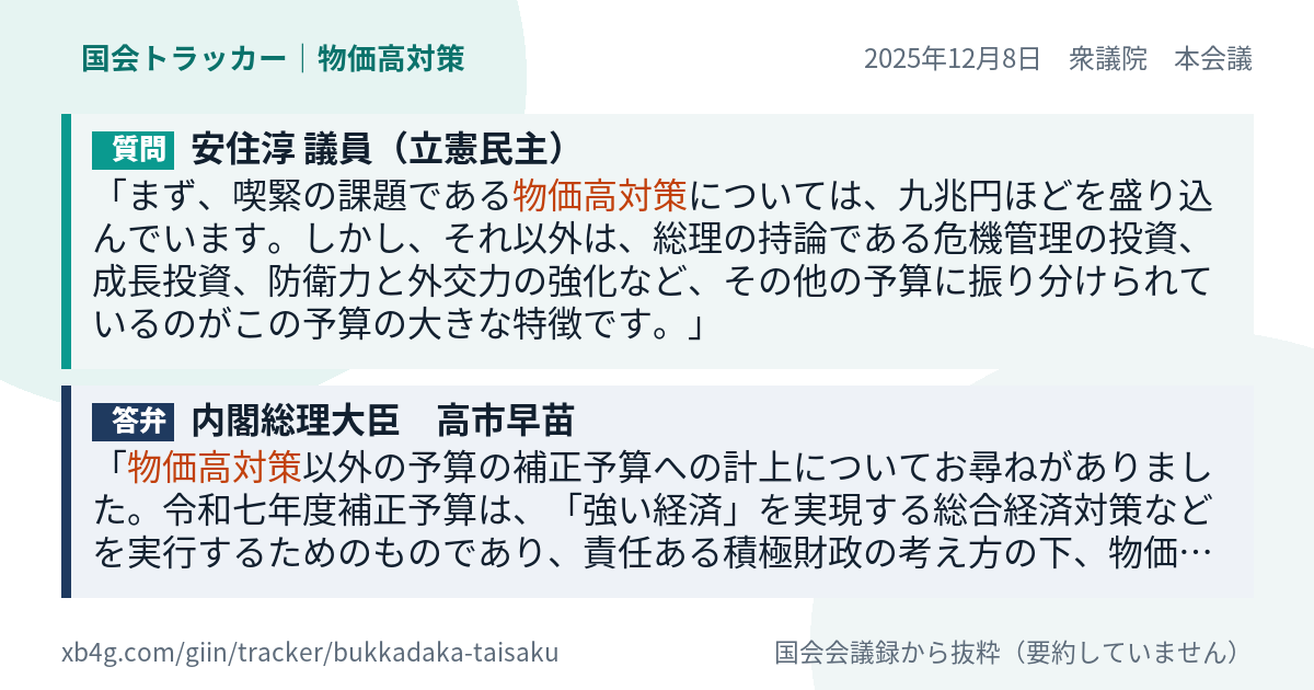 質問と答弁のカード