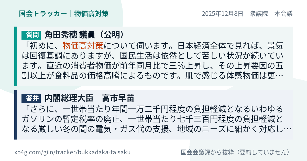 質問と答弁のカード