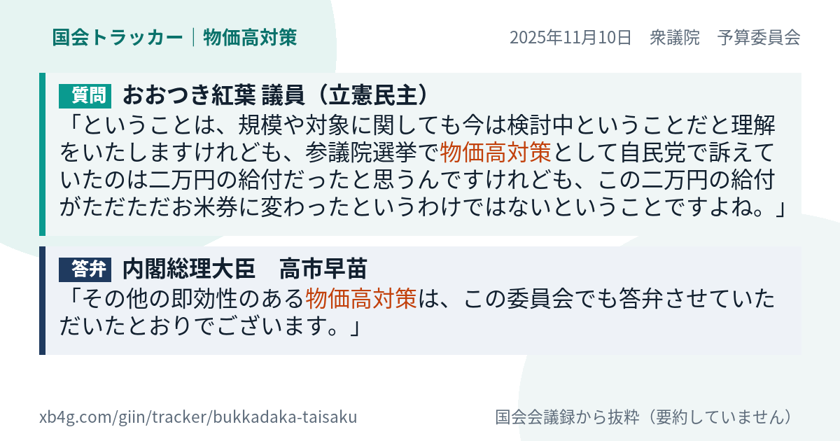 質問と答弁のカード