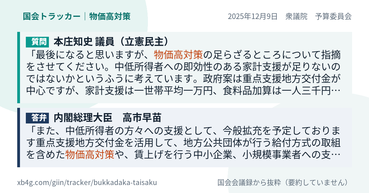 質問と答弁のカード