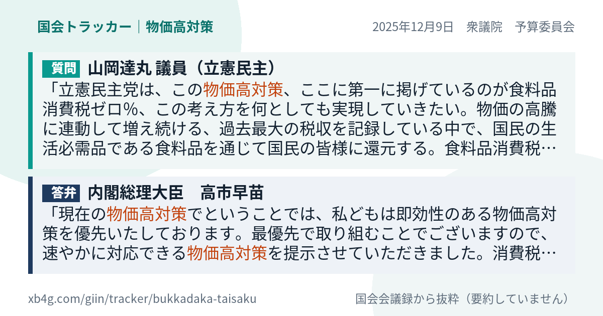 質問と答弁のカード