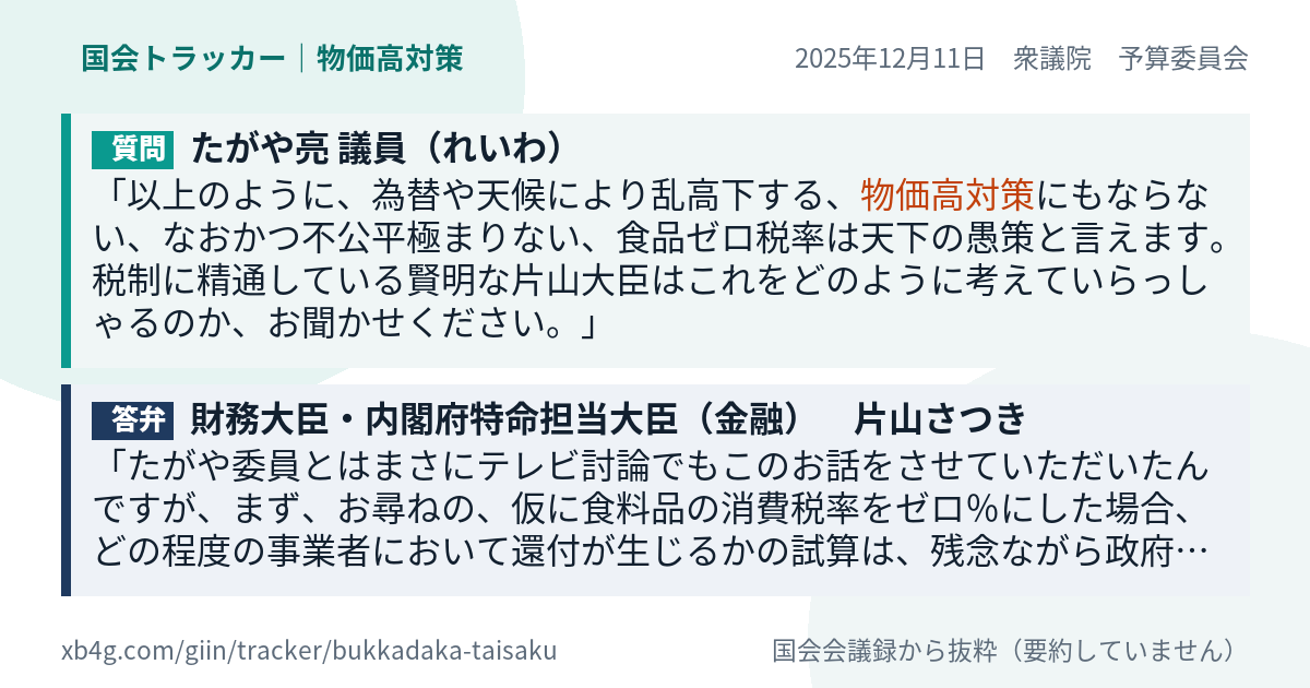 質問と答弁のカード