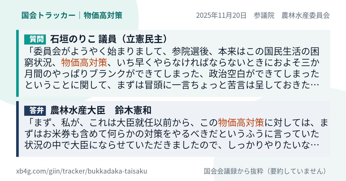質問と答弁のカード