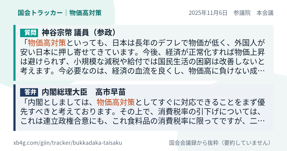 質問と答弁のカード