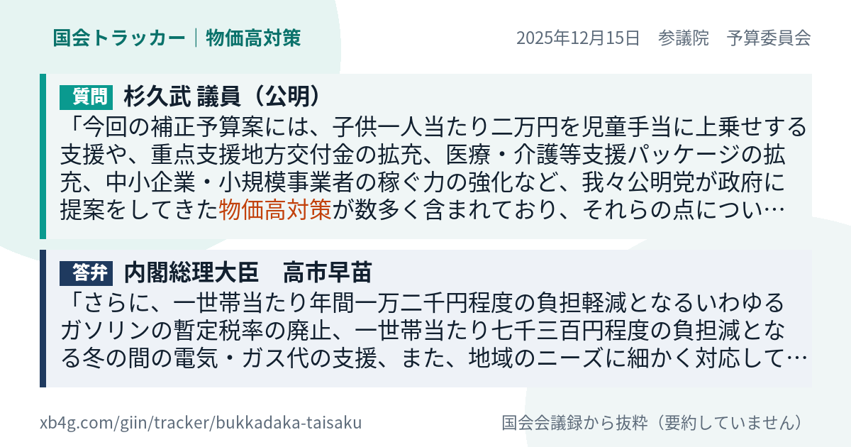 質問と答弁のカード