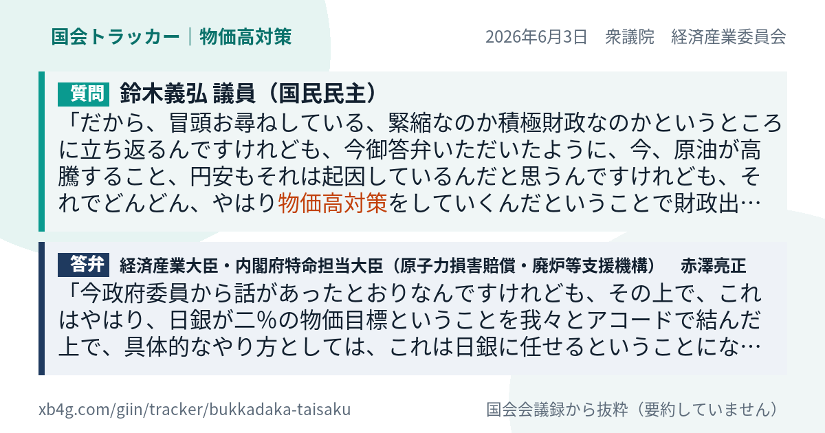 質問と答弁のカード
