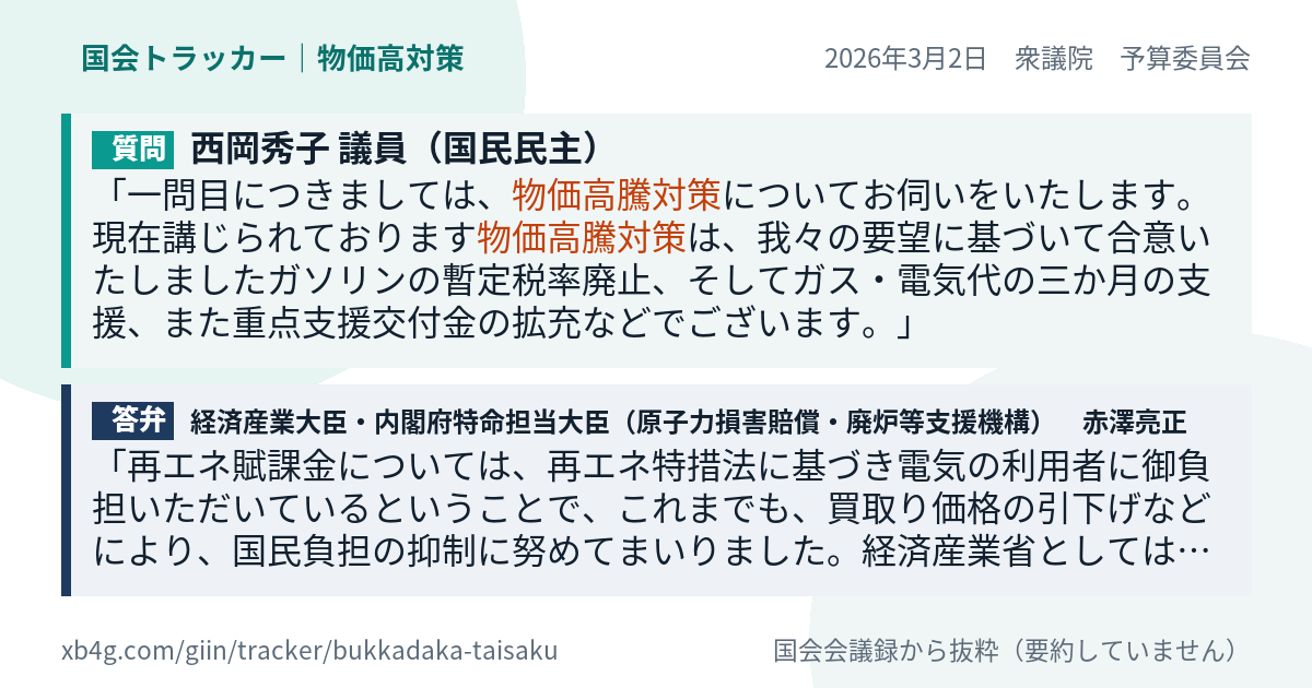 質問と答弁のカード