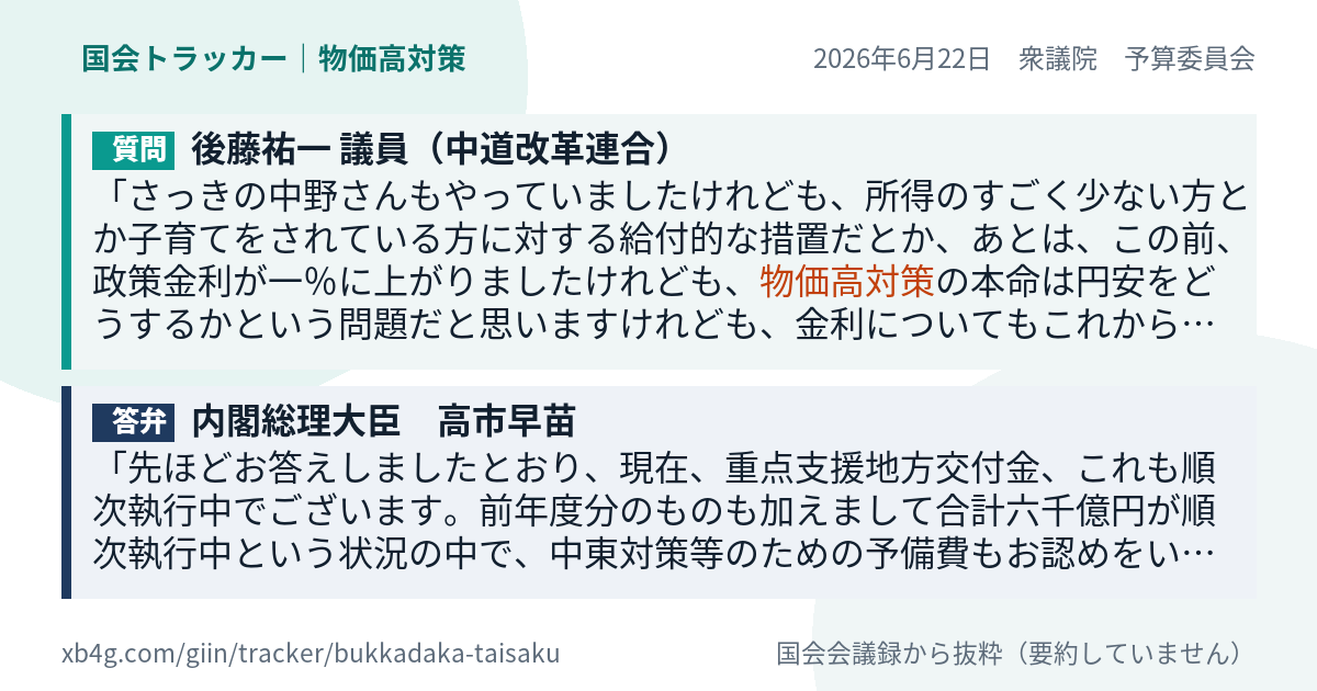 質問と答弁のカード