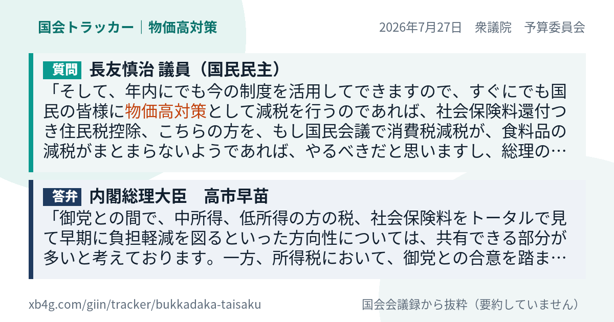 質問と答弁のカード