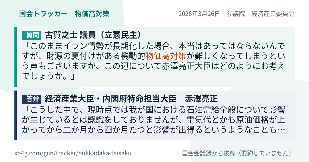 質問と答弁のカード