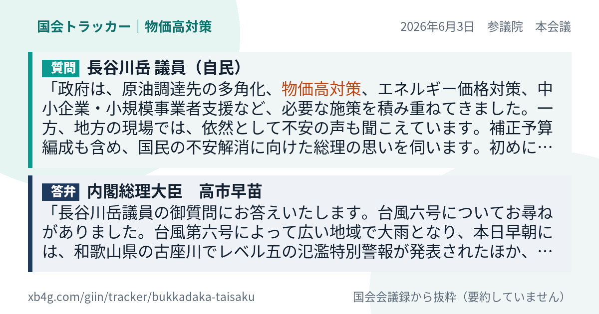 質問と答弁のカード