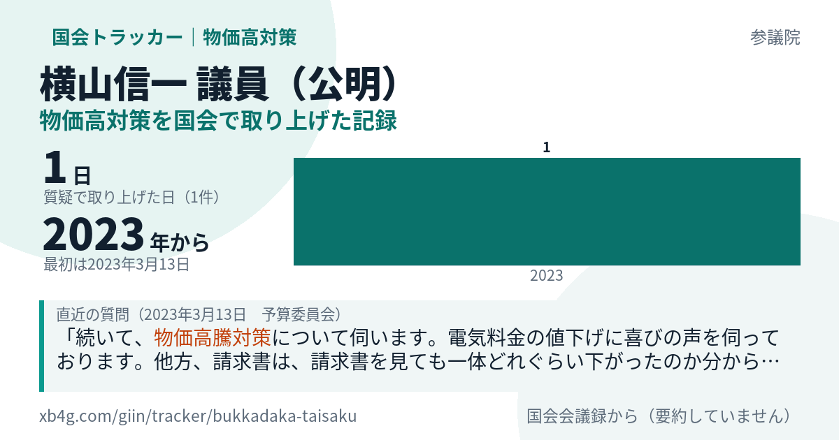 横山信一議員の記録のカード