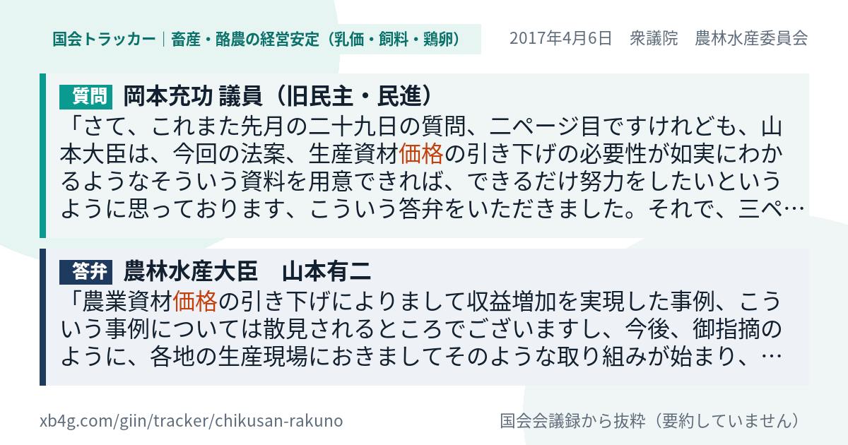 質問と答弁のカード