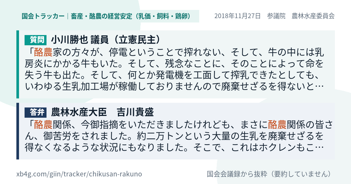 質問と答弁のカード