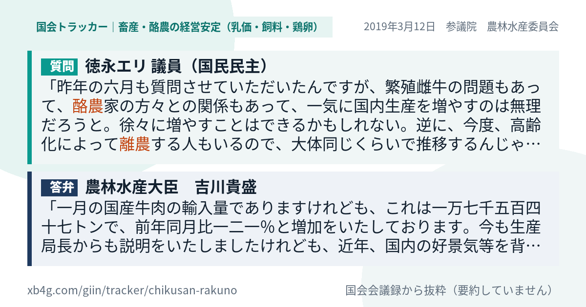 質問と答弁のカード