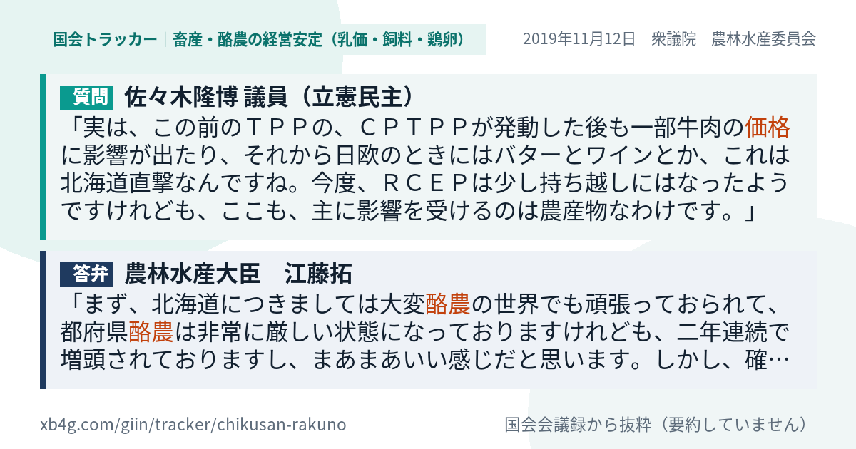 質問と答弁のカード