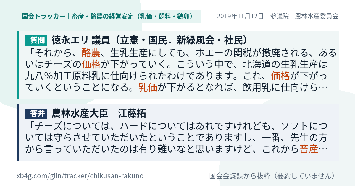 質問と答弁のカード