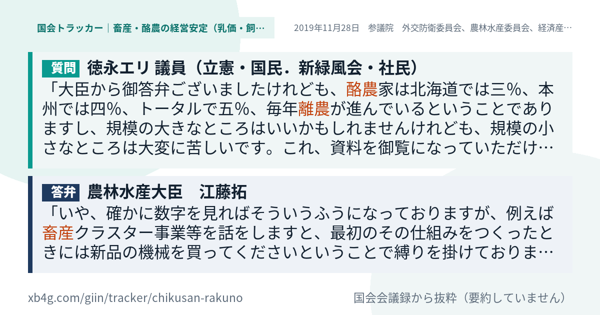 質問と答弁のカード