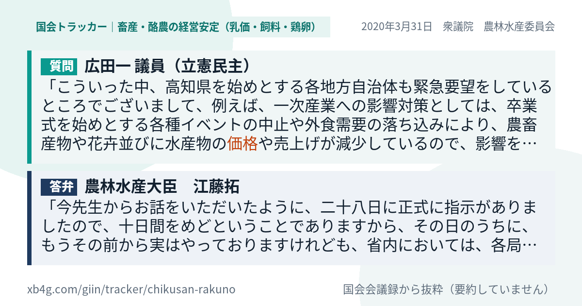 質問と答弁のカード