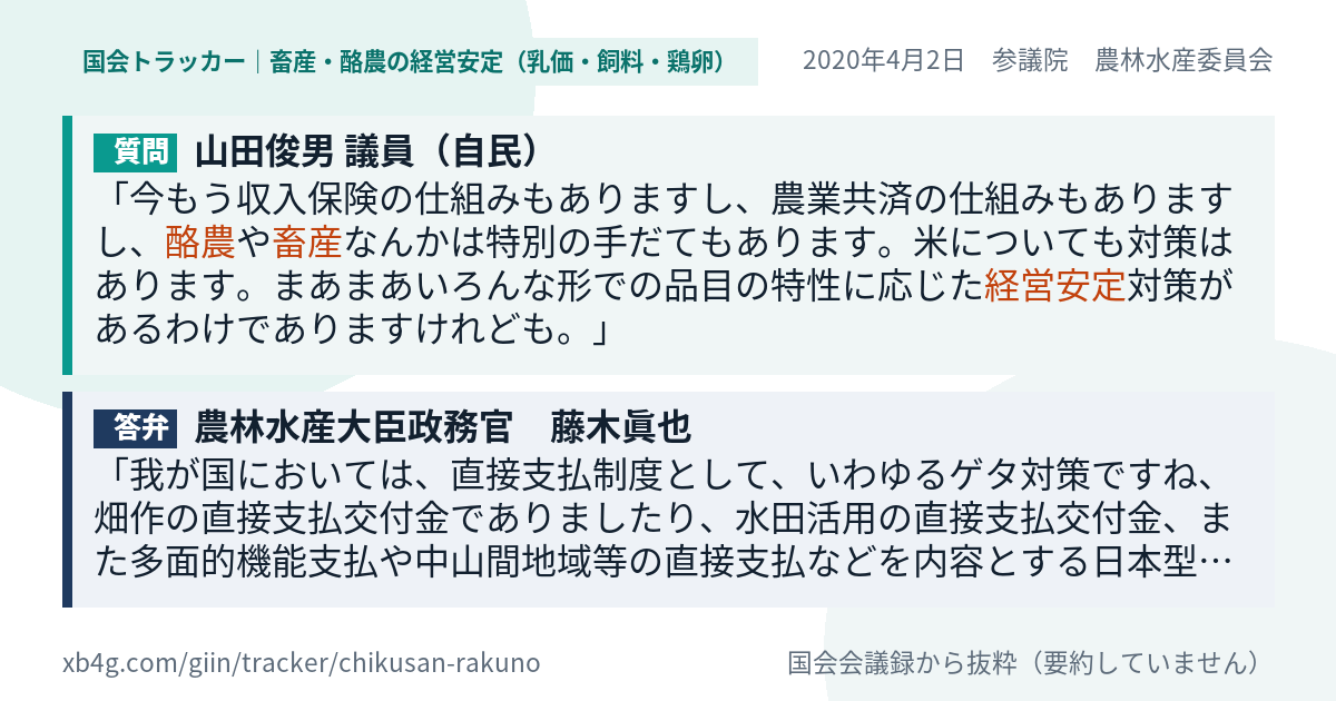 質問と答弁のカード