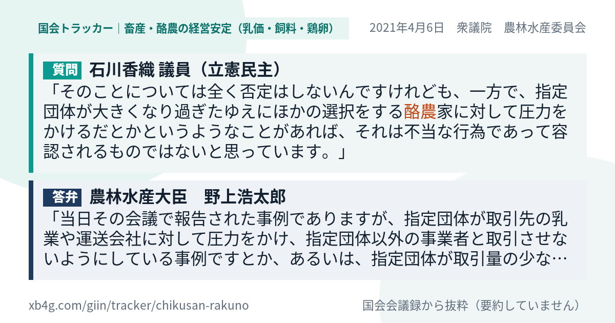 質問と答弁のカード