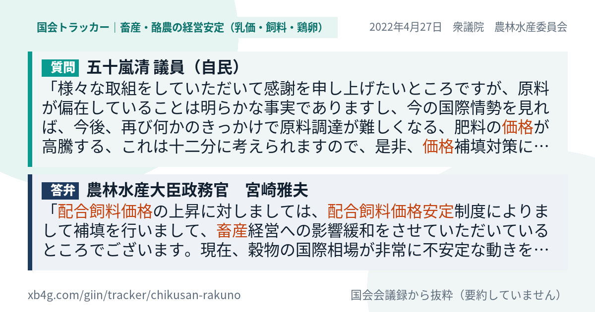 質問と答弁のカード