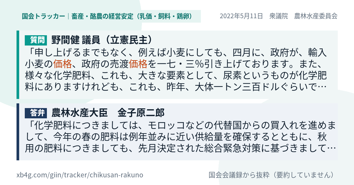 質問と答弁のカード