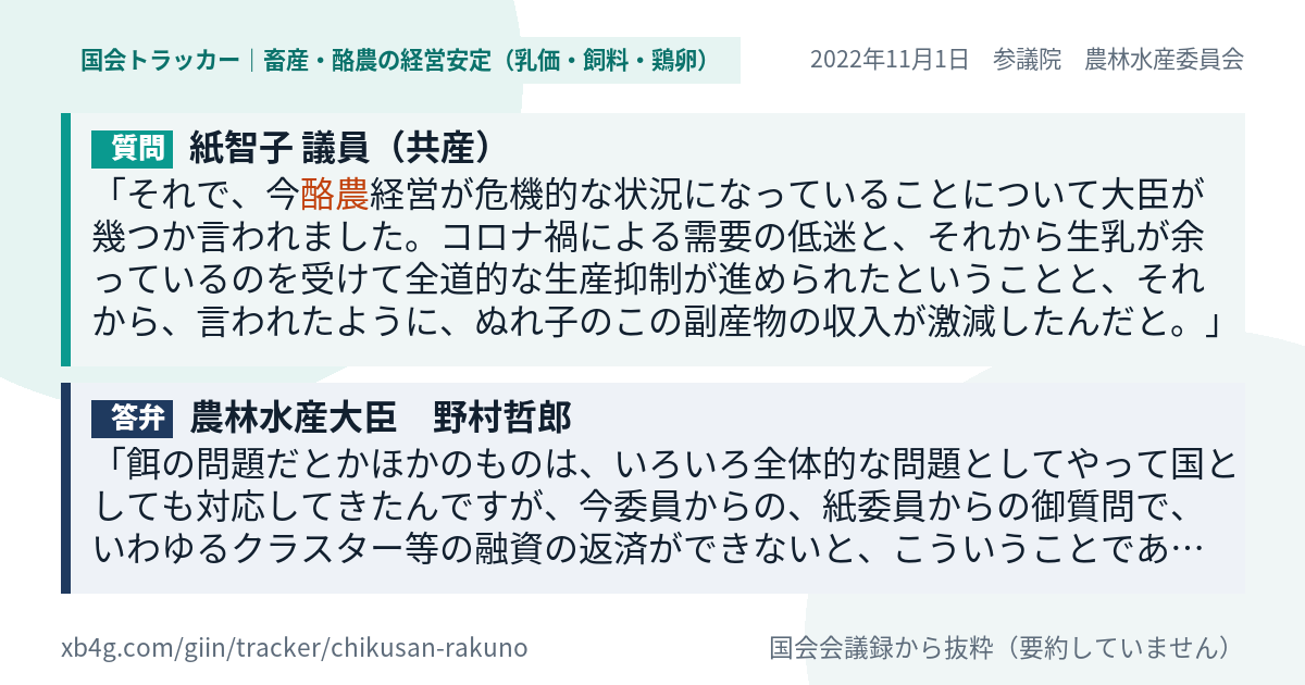 質問と答弁のカード