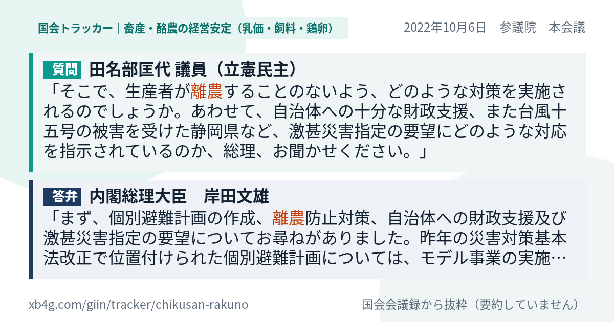 質問と答弁のカード